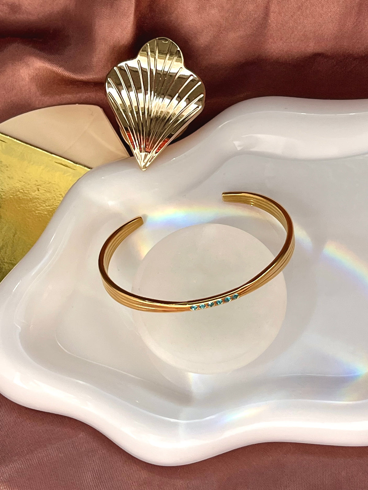 Bangle karkötő-türkiz cirkónia köves